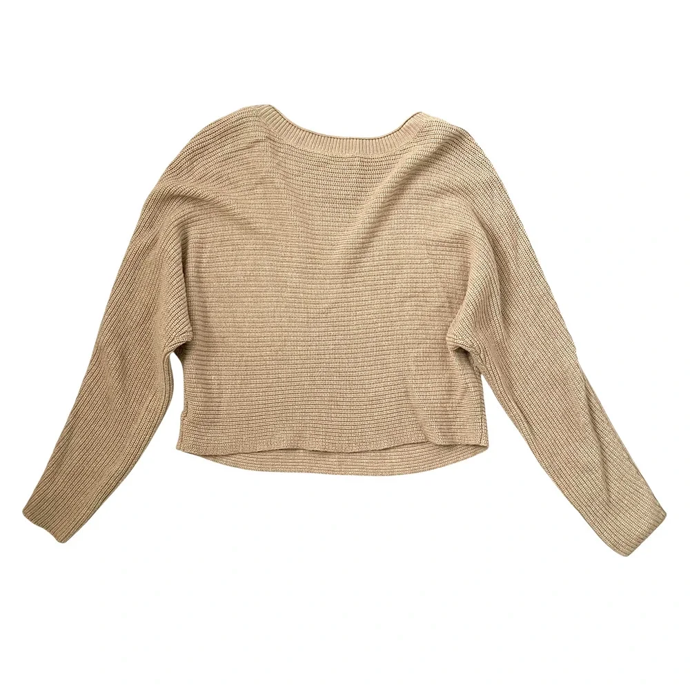 Le ORE Beige Rbbed Knit Long Dolman Sleeve Sweater - Almond Heather - Size S